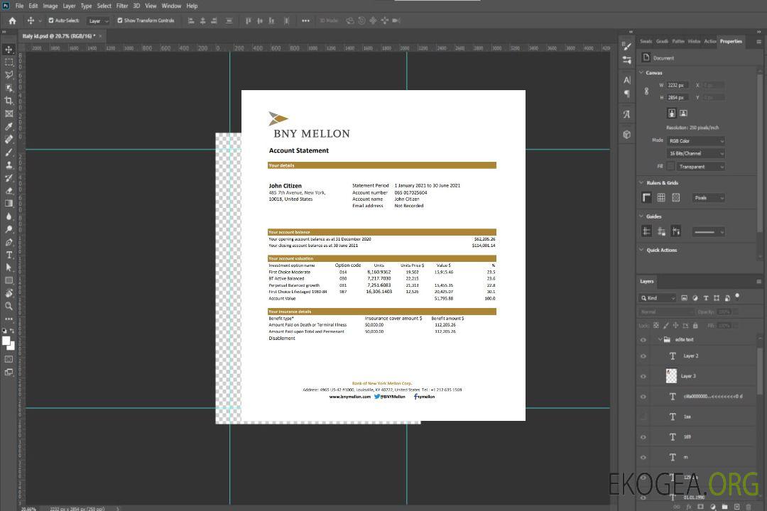 USA Bank of New York Mellon excel pdf template
